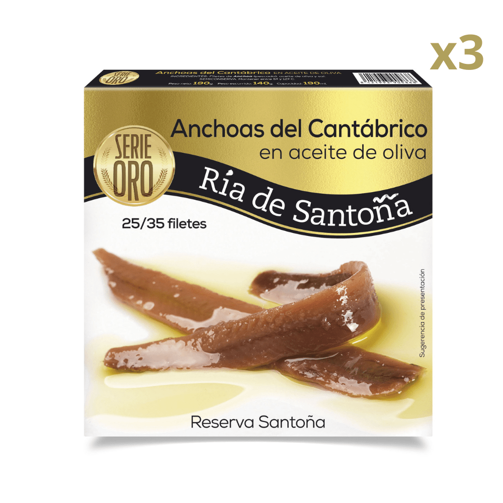 Anchoas de Santoña Serie Oro Pandereta Ría de Santoña (pack 3)
