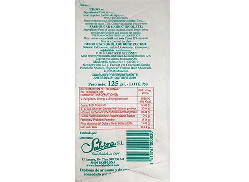 Buy artisan Sugar-free chocolate Subiza