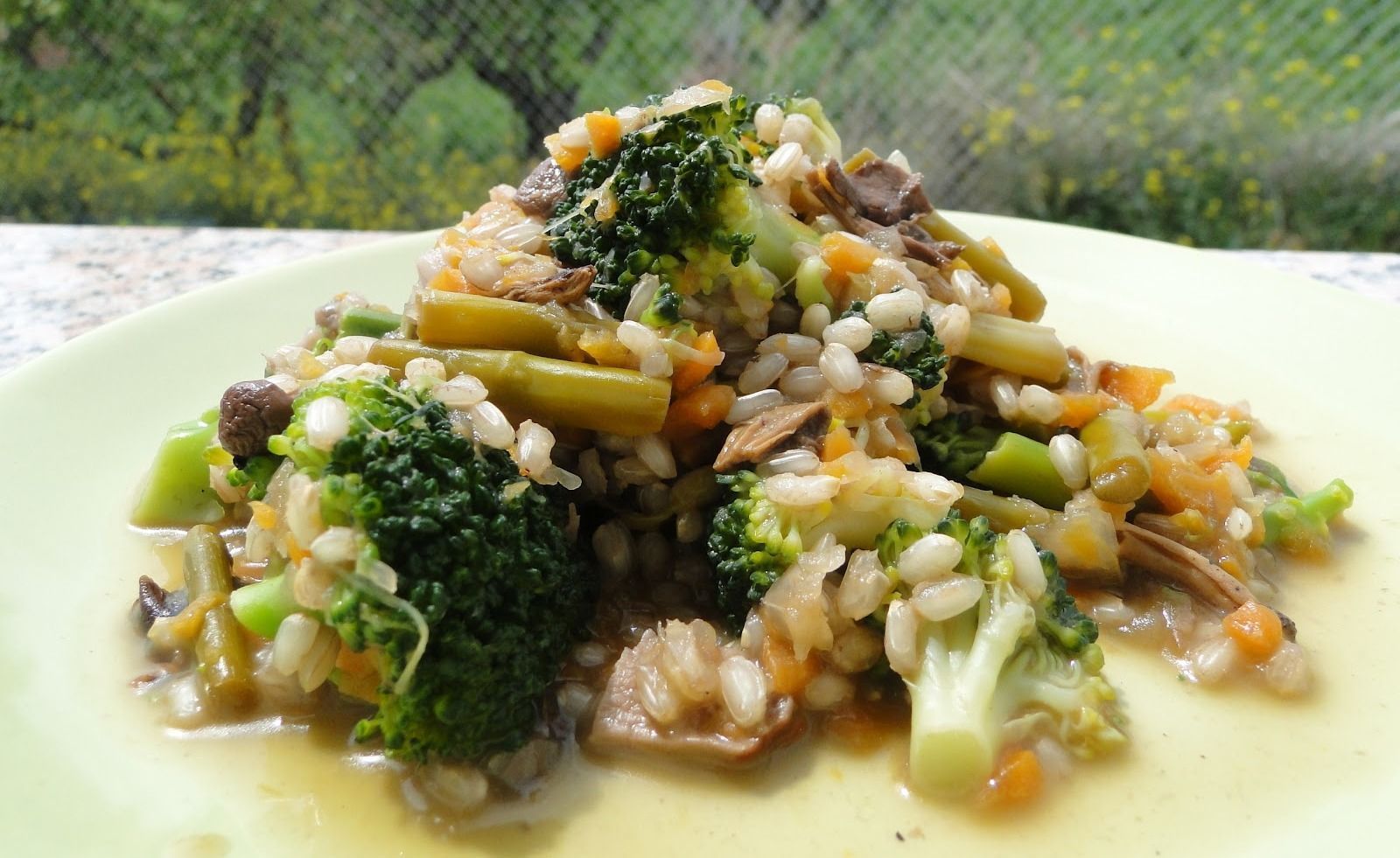 arroz brocoli boletus