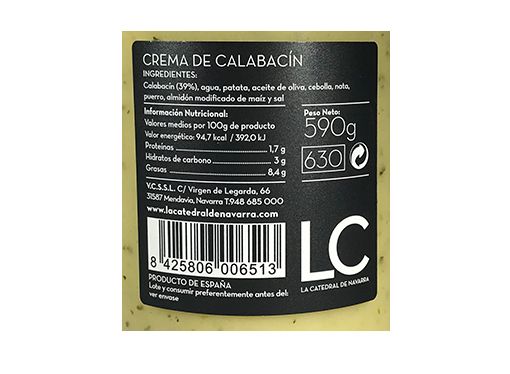 Acheter crème de courgettes La Catedral de Navarra