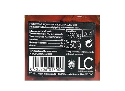 Comprar pimientos del piquillo LC
