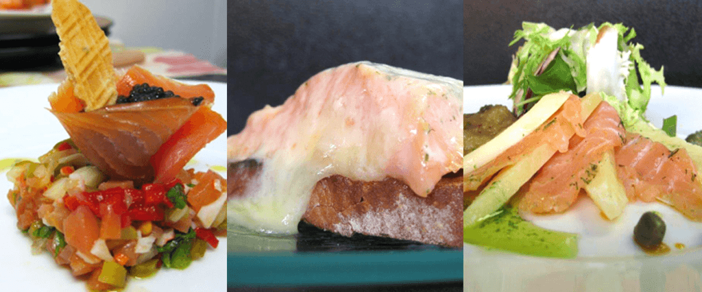 canapés con salmón ahumado