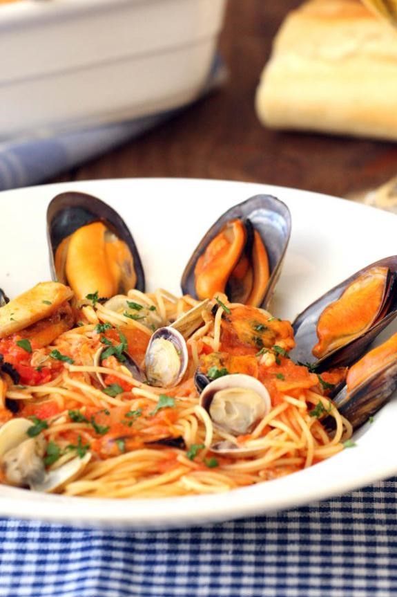 Pasta con mejillones en escabeche