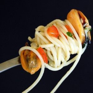 pasta con mejillones en escabeche