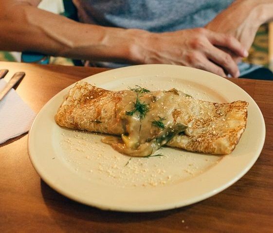 Crepes rellenos de boletus edulis