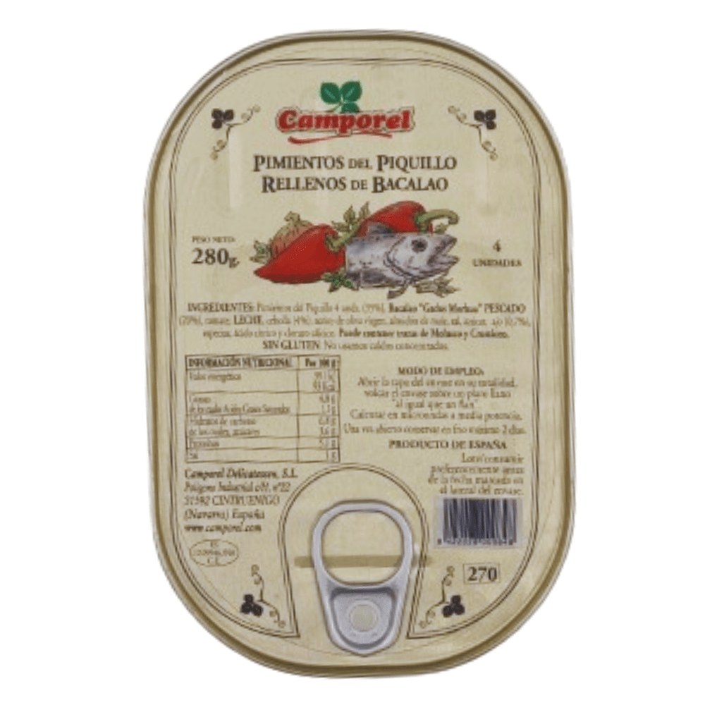 Pimientos del piquillo rellenos de bacalao
