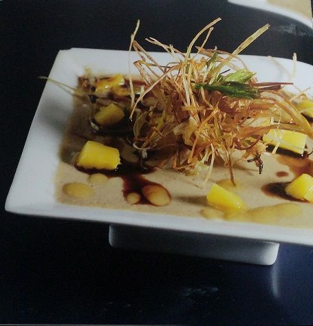 mamia de foie gras con mango y jengibre