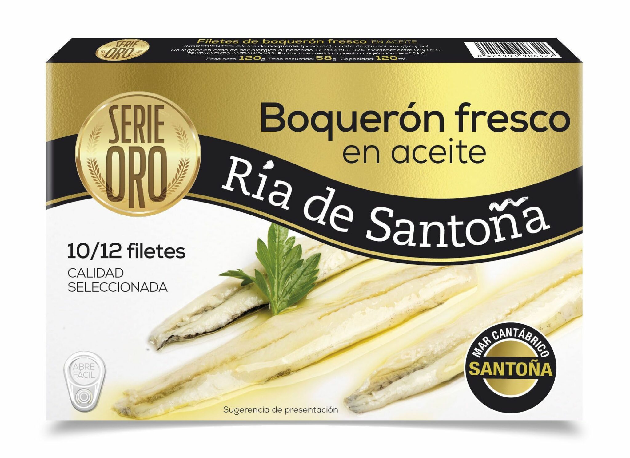 Boquerones del Cantábrico Serie Oro 10-12 filetes Ria de Santoña