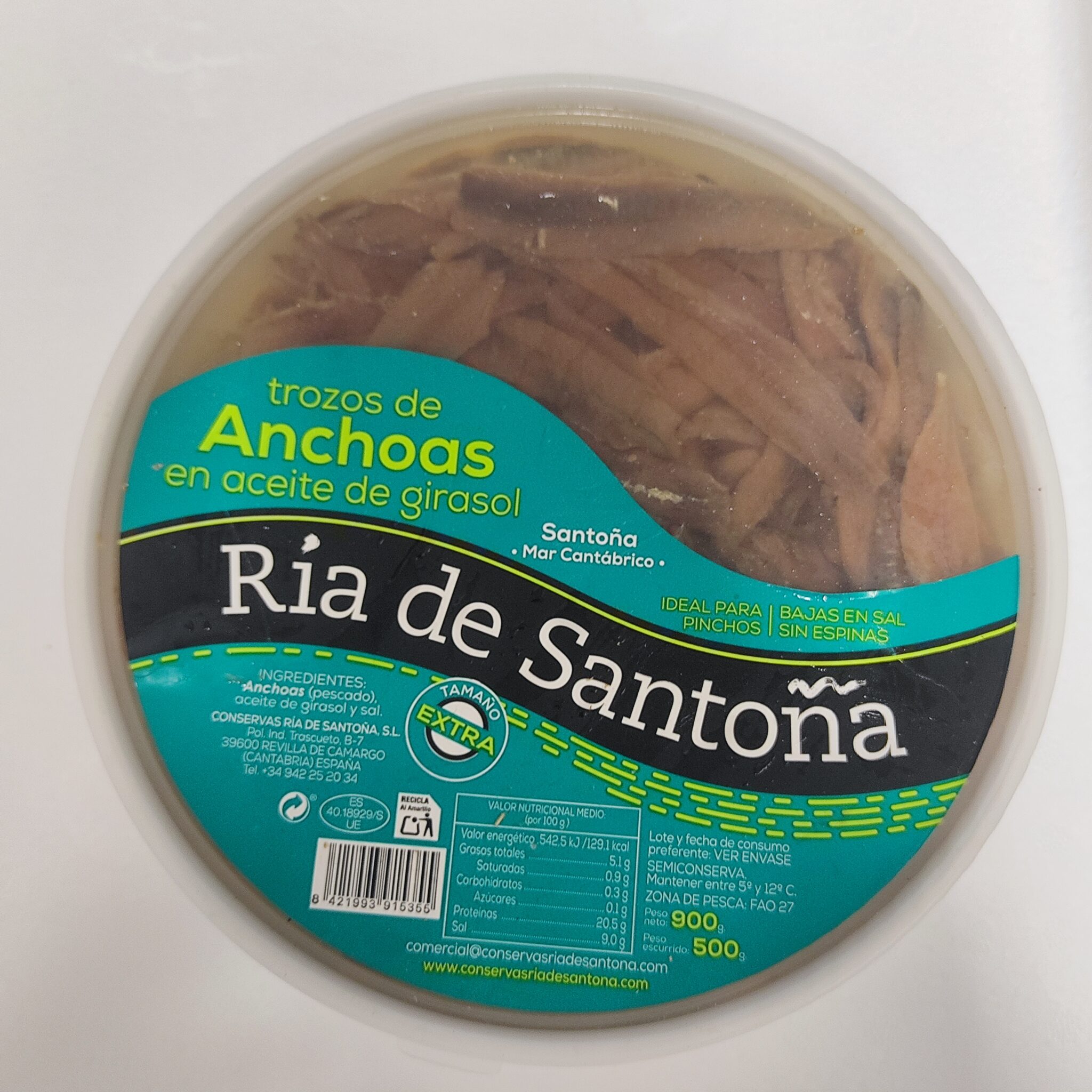 Trozos de anchoas en aceite de girasol Ría de Santoña